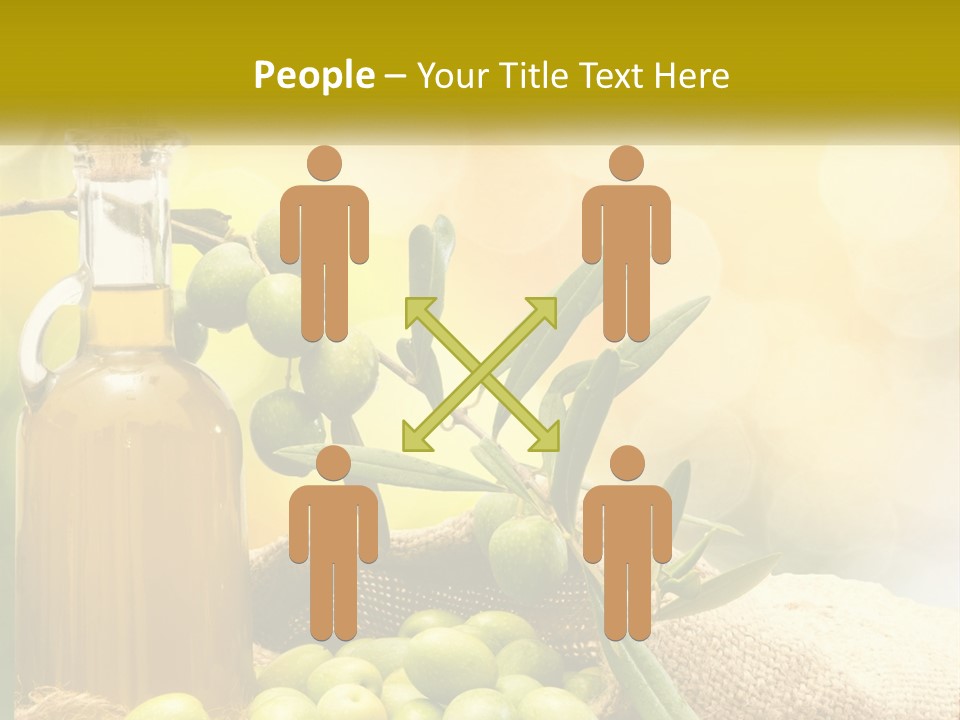 A Bottle Of Olive Oil Next To A Bunch Of Green Olives PowerPoint Template