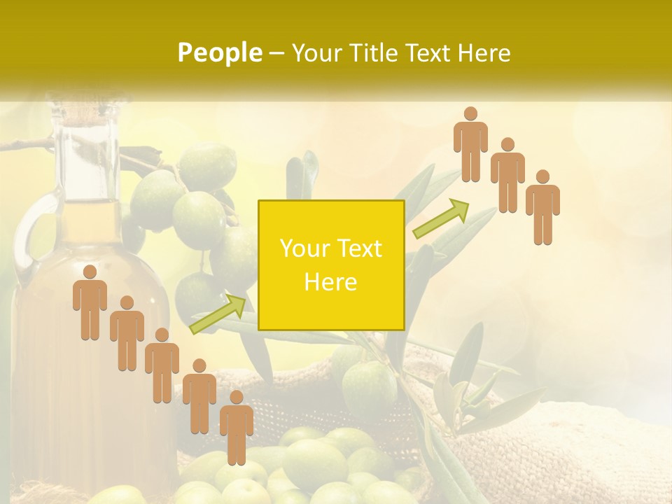 A Bottle Of Olive Oil Next To A Bunch Of Green Olives PowerPoint Template