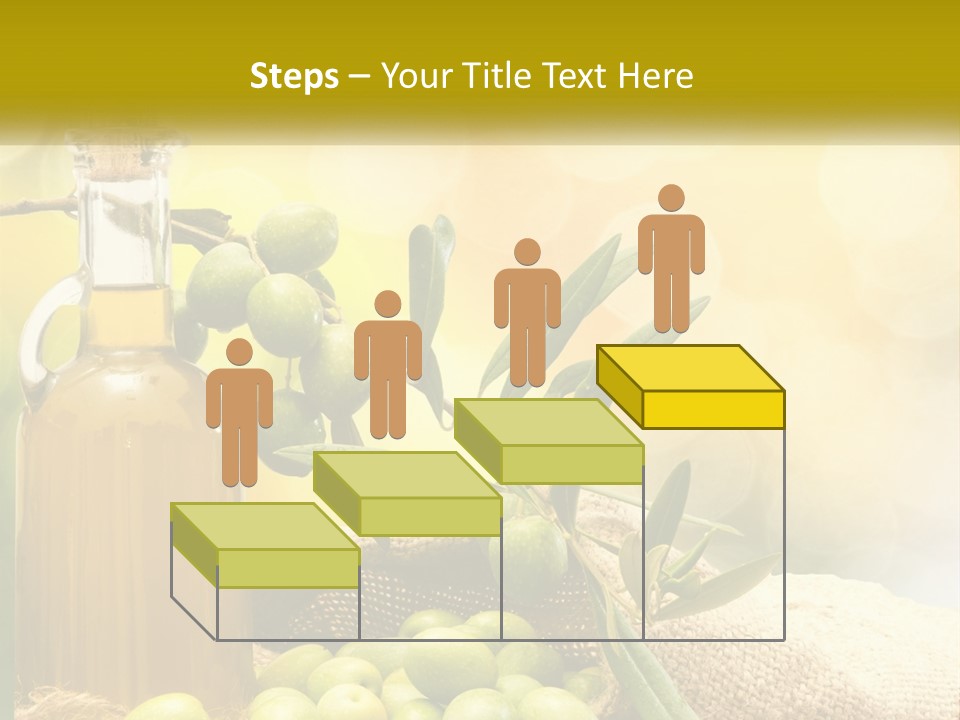 A Bottle Of Olive Oil Next To A Bunch Of Green Olives PowerPoint Template