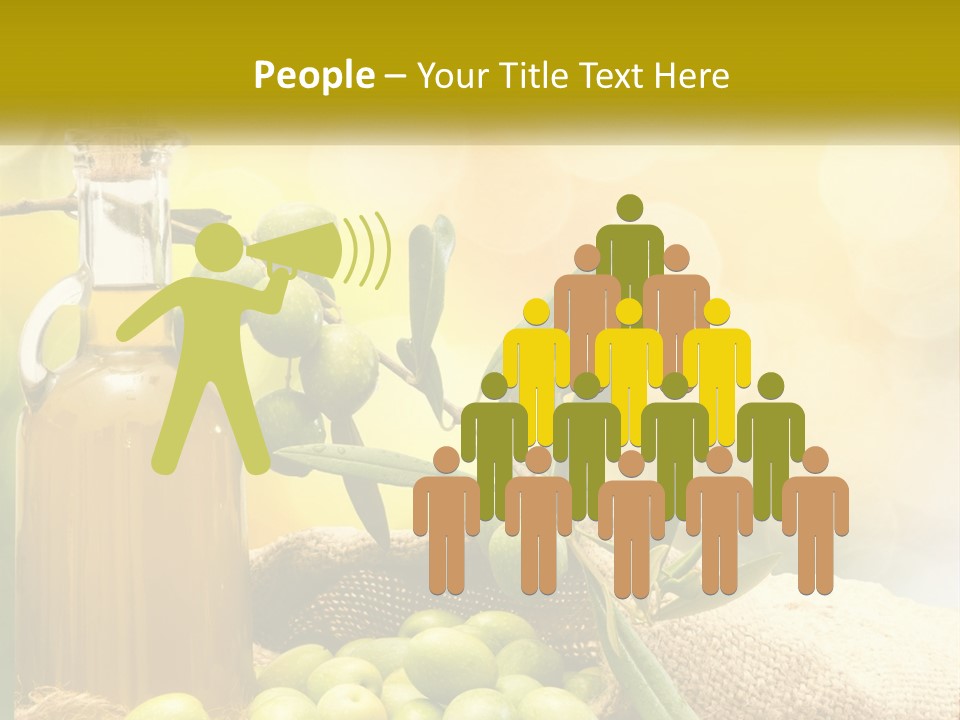 A Bottle Of Olive Oil Next To A Bunch Of Green Olives PowerPoint Template