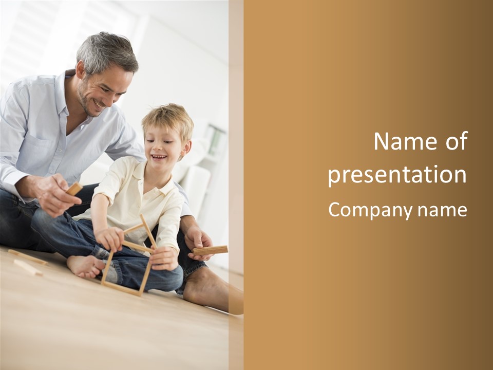 A Man Sitting On The Floor With A Child PowerPoint Template