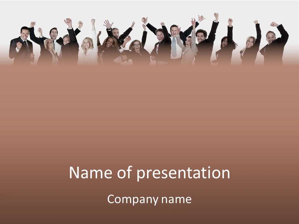 A Group Of People With Their Hands Up In The Air PowerPoint Template