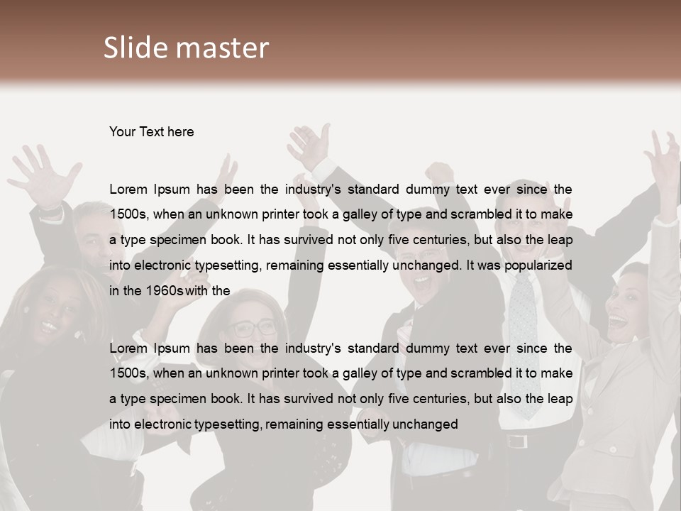 A Group Of People With Their Hands Up In The Air PowerPoint Template