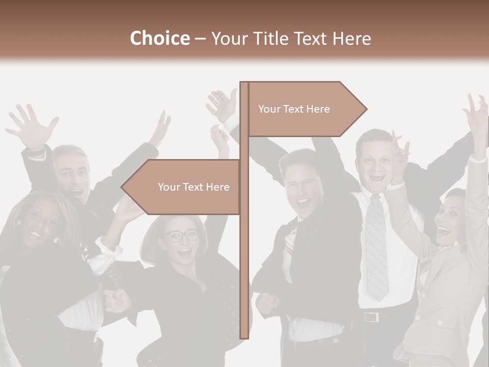 A Group Of People With Their Hands Up In The Air PowerPoint Template