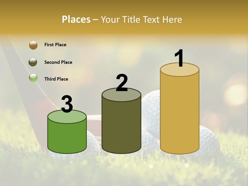 A Group Of Golf Balls And A Club In The Grass PowerPoint Template