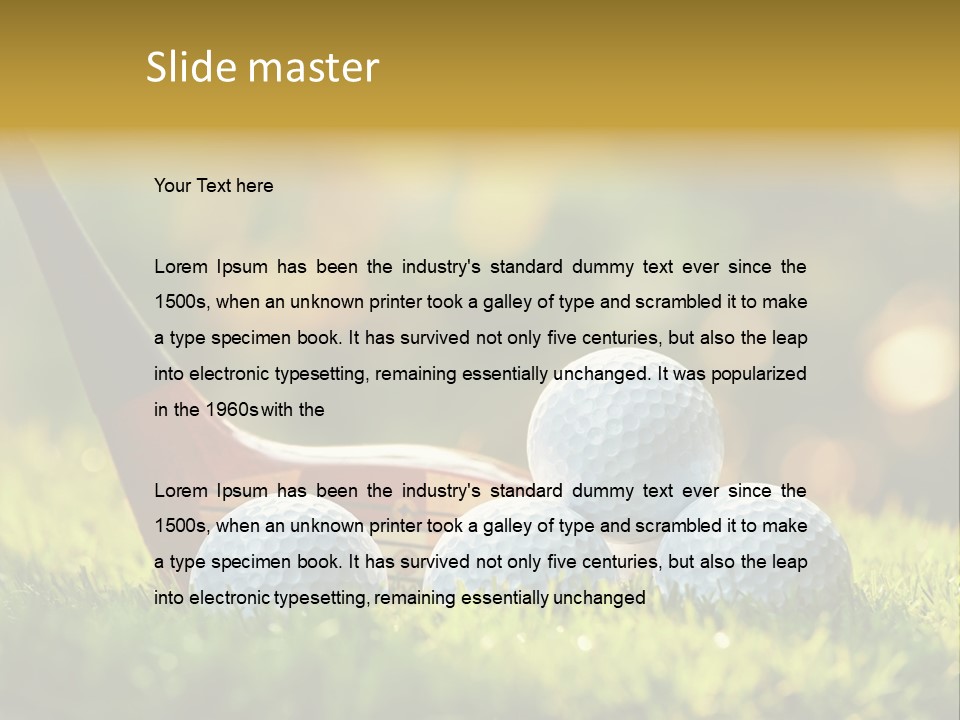 A Group Of Golf Balls And A Club In The Grass PowerPoint Template