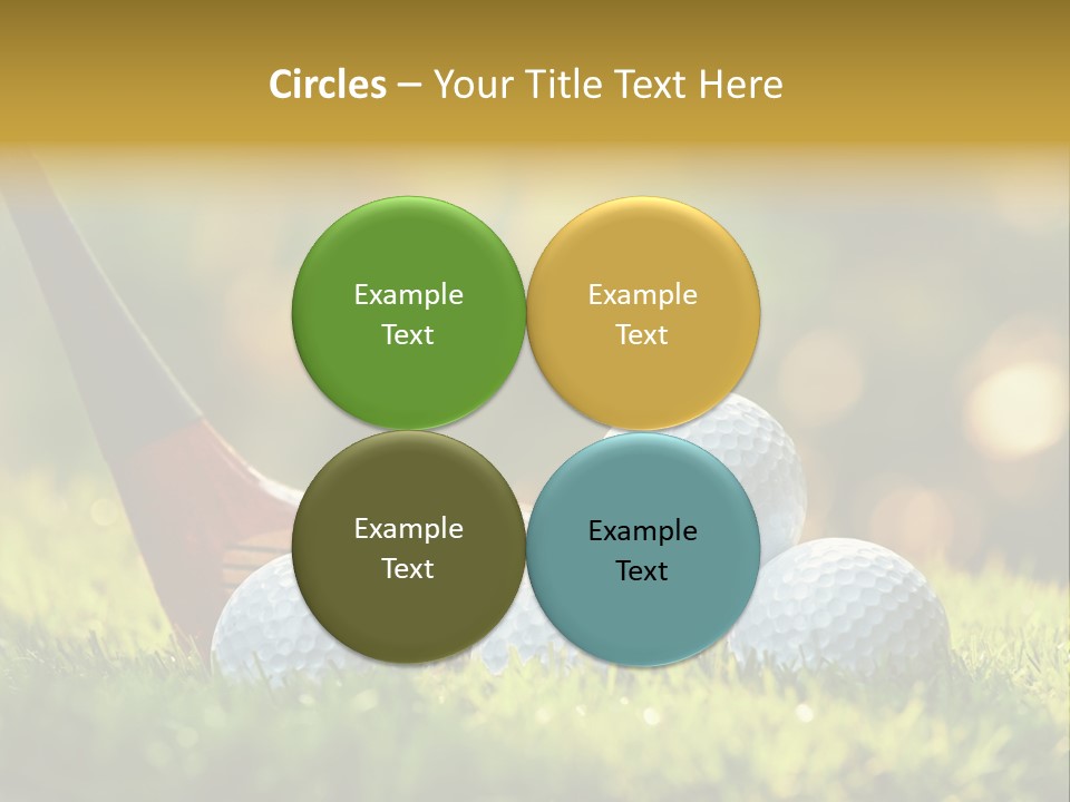 A Group Of Golf Balls And A Club In The Grass PowerPoint Template