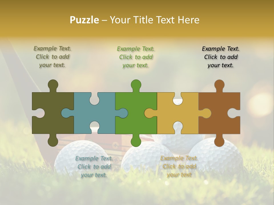A Group Of Golf Balls And A Club In The Grass PowerPoint Template
