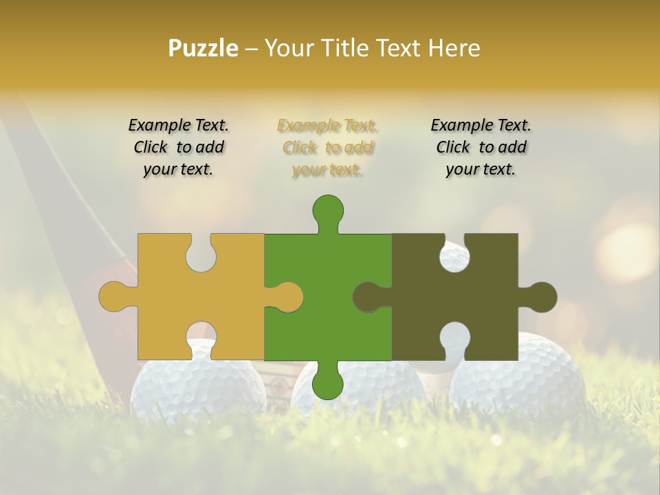 A Group Of Golf Balls And A Club In The Grass PowerPoint Template