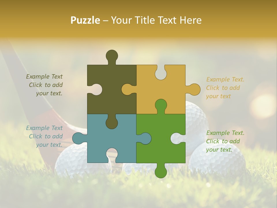 A Group Of Golf Balls And A Club In The Grass PowerPoint Template