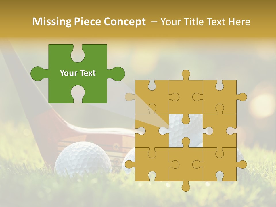 A Group Of Golf Balls And A Club In The Grass PowerPoint Template