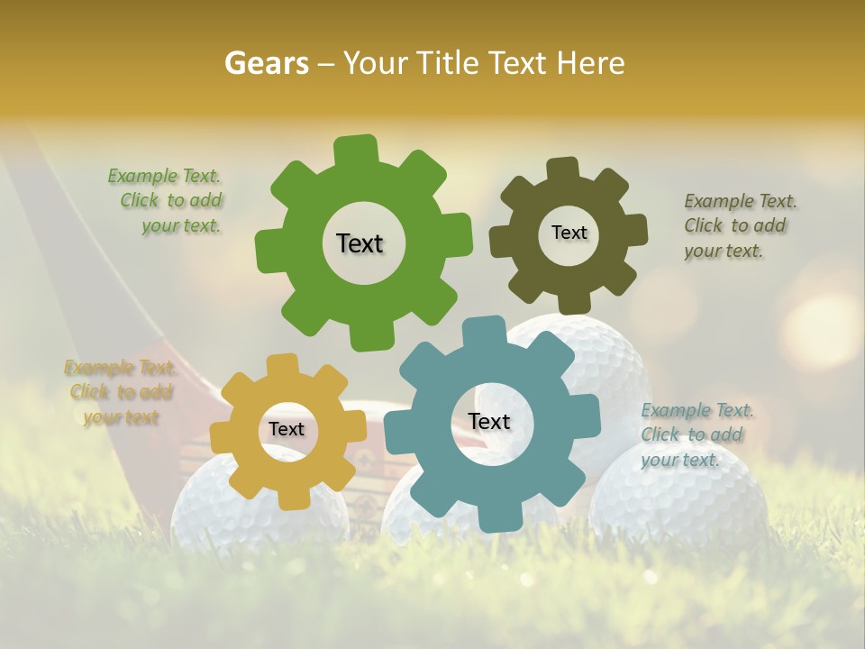 A Group Of Golf Balls And A Club In The Grass PowerPoint Template