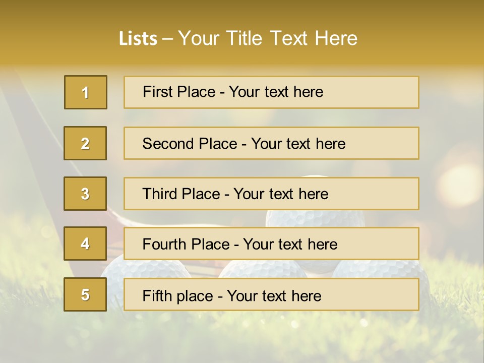 A Group Of Golf Balls And A Club In The Grass PowerPoint Template