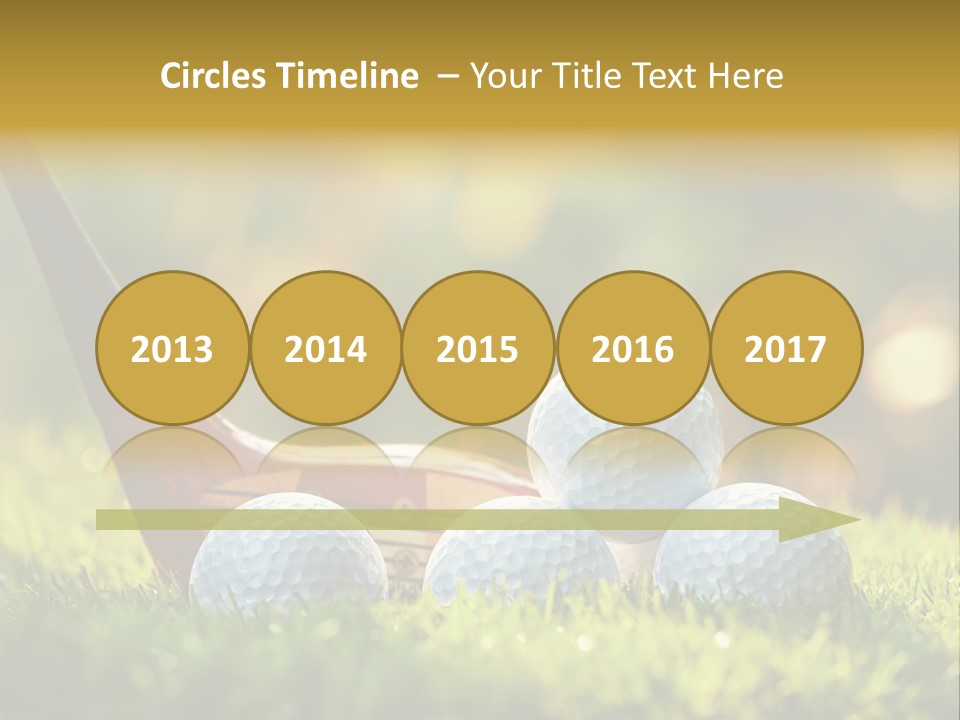 A Group Of Golf Balls And A Club In The Grass PowerPoint Template