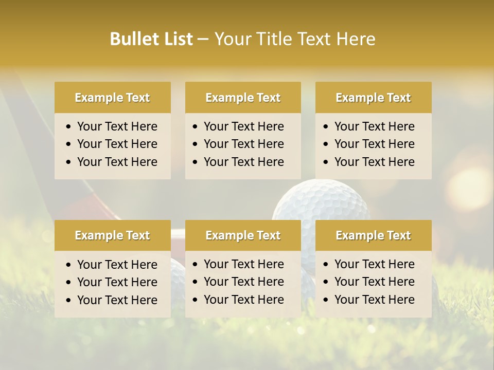 A Group Of Golf Balls And A Club In The Grass PowerPoint Template