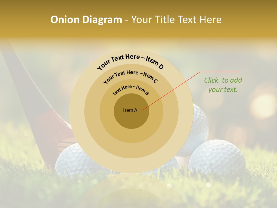 A Group Of Golf Balls And A Club In The Grass PowerPoint Template