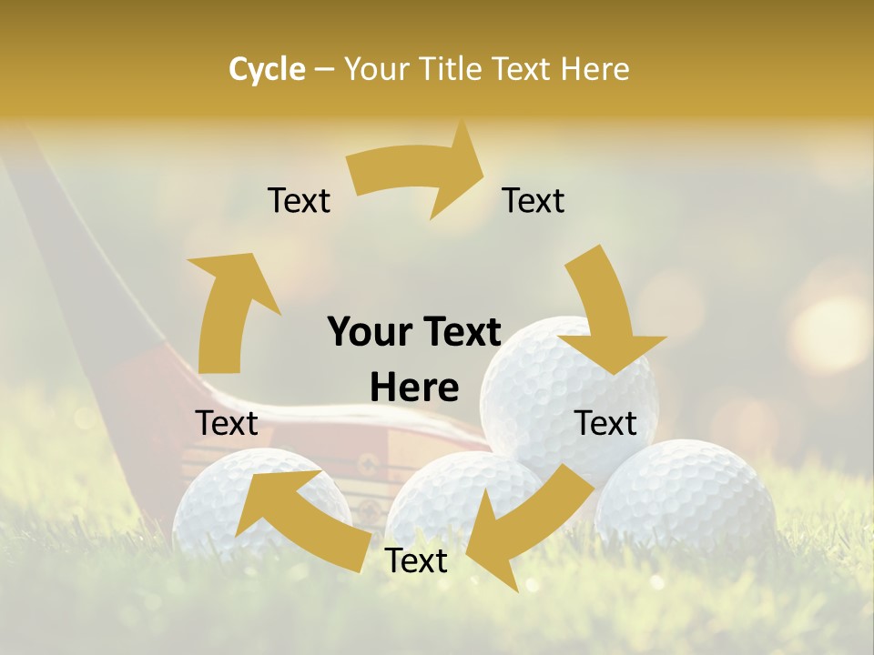 A Group Of Golf Balls And A Club In The Grass PowerPoint Template