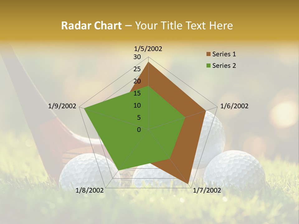 A Group Of Golf Balls And A Club In The Grass PowerPoint Template