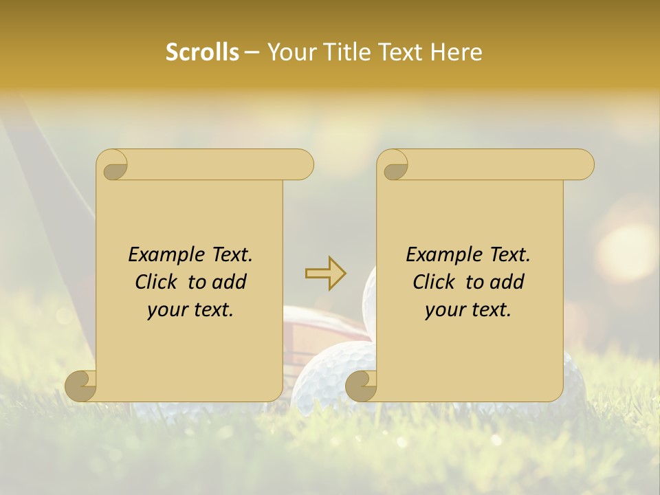 A Group Of Golf Balls And A Club In The Grass PowerPoint Template