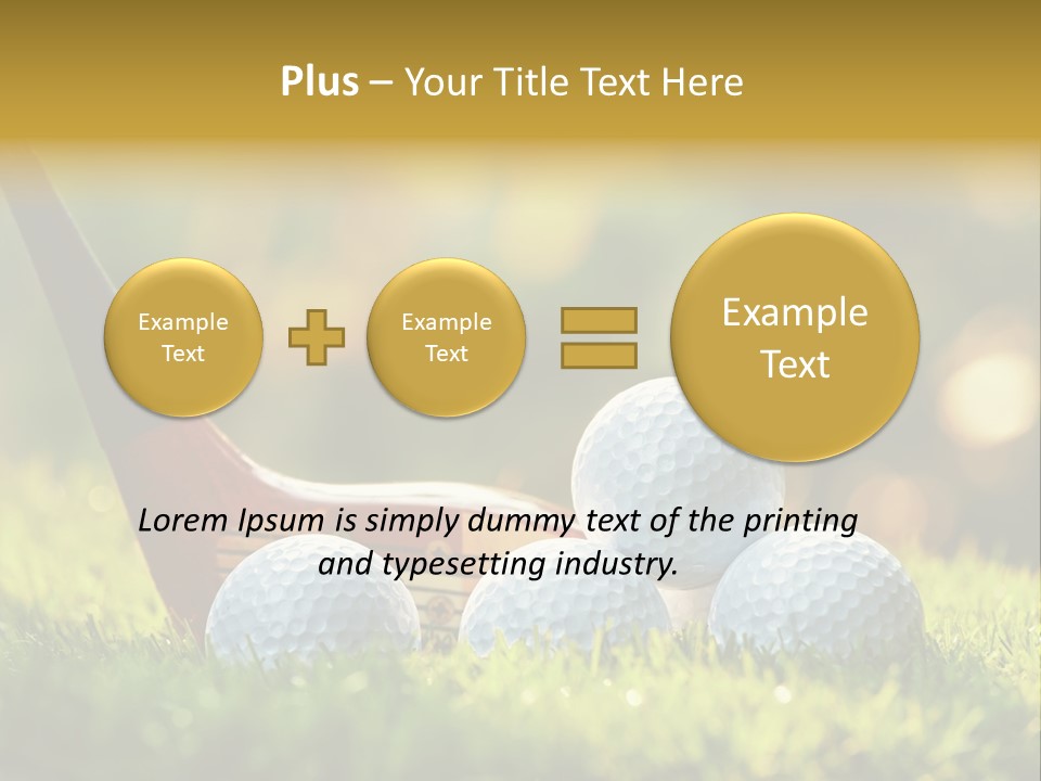 A Group Of Golf Balls And A Club In The Grass PowerPoint Template