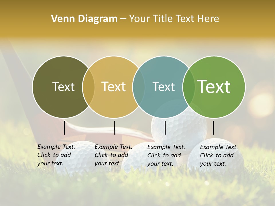 A Group Of Golf Balls And A Club In The Grass PowerPoint Template