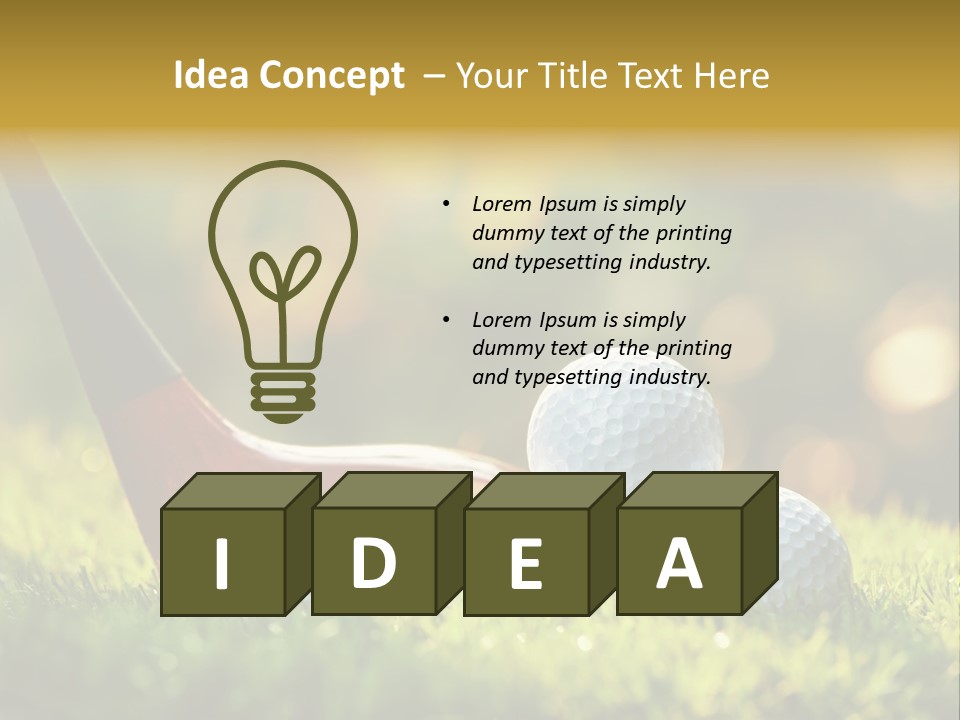 A Group Of Golf Balls And A Club In The Grass PowerPoint Template