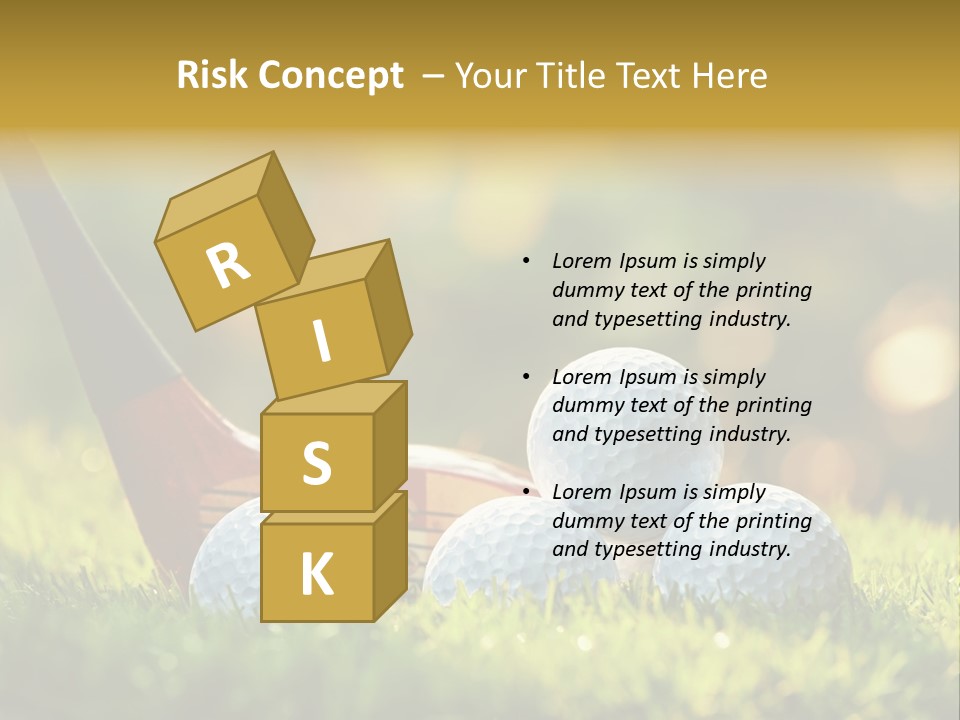 A Group Of Golf Balls And A Club In The Grass PowerPoint Template