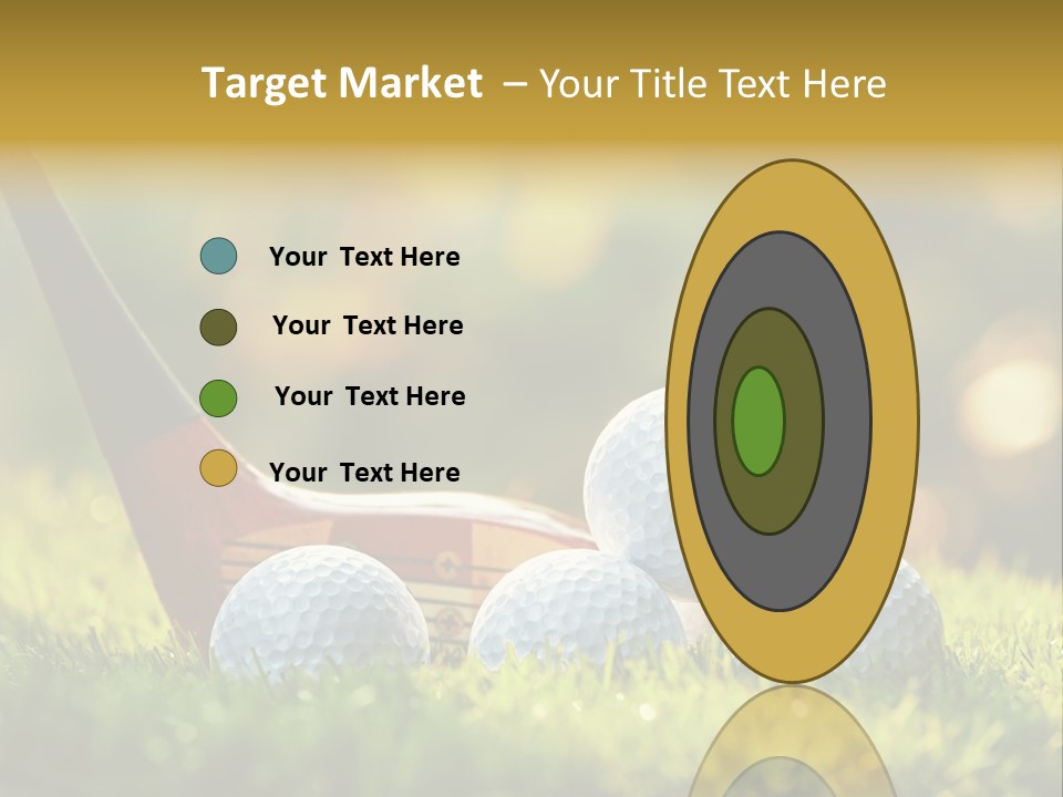 A Group Of Golf Balls And A Club In The Grass PowerPoint Template