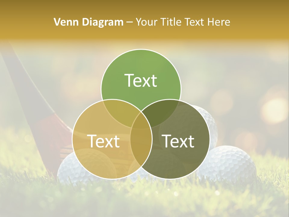 A Group Of Golf Balls And A Club In The Grass PowerPoint Template