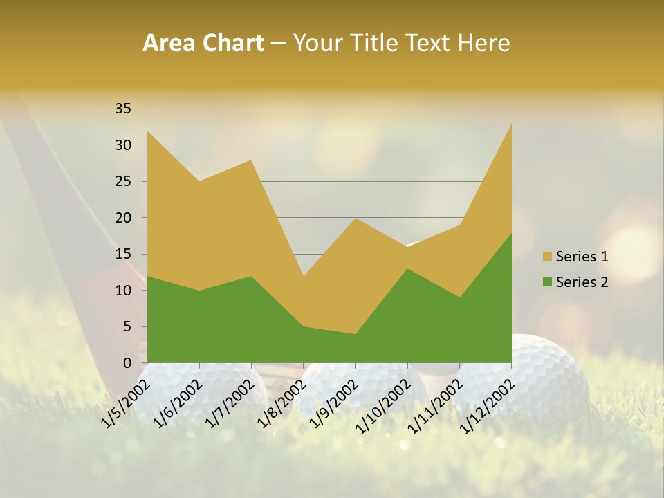 A Group Of Golf Balls And A Club In The Grass PowerPoint Template