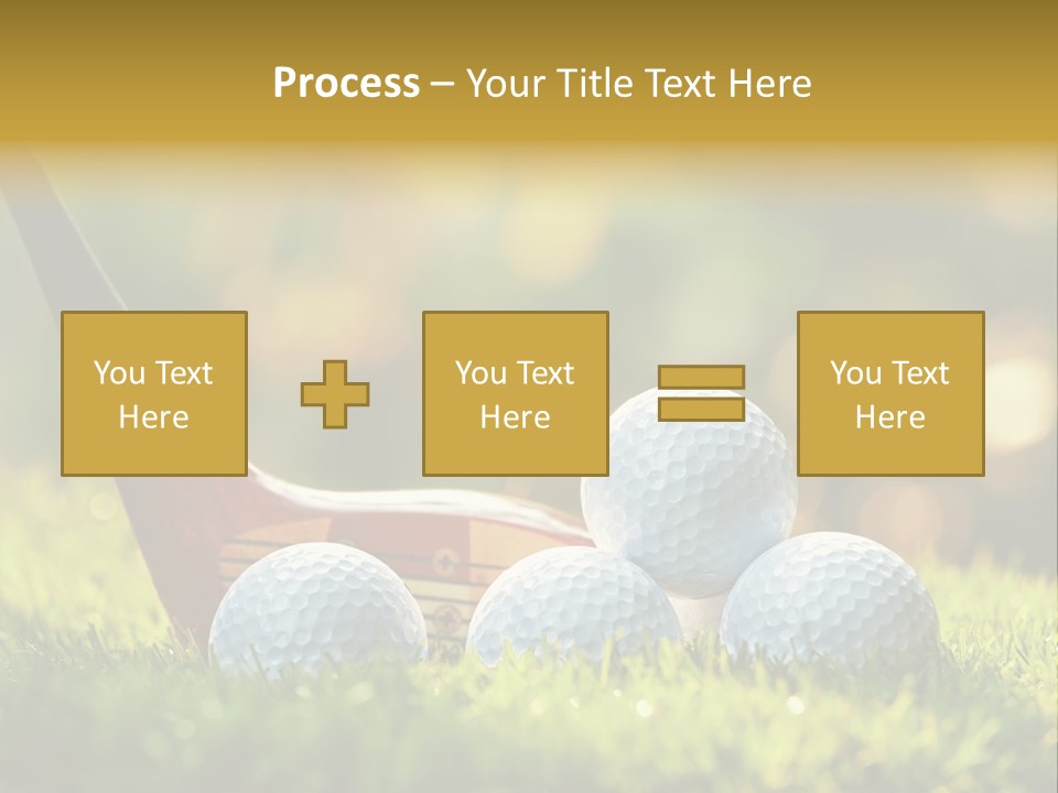 A Group Of Golf Balls And A Club In The Grass PowerPoint Template