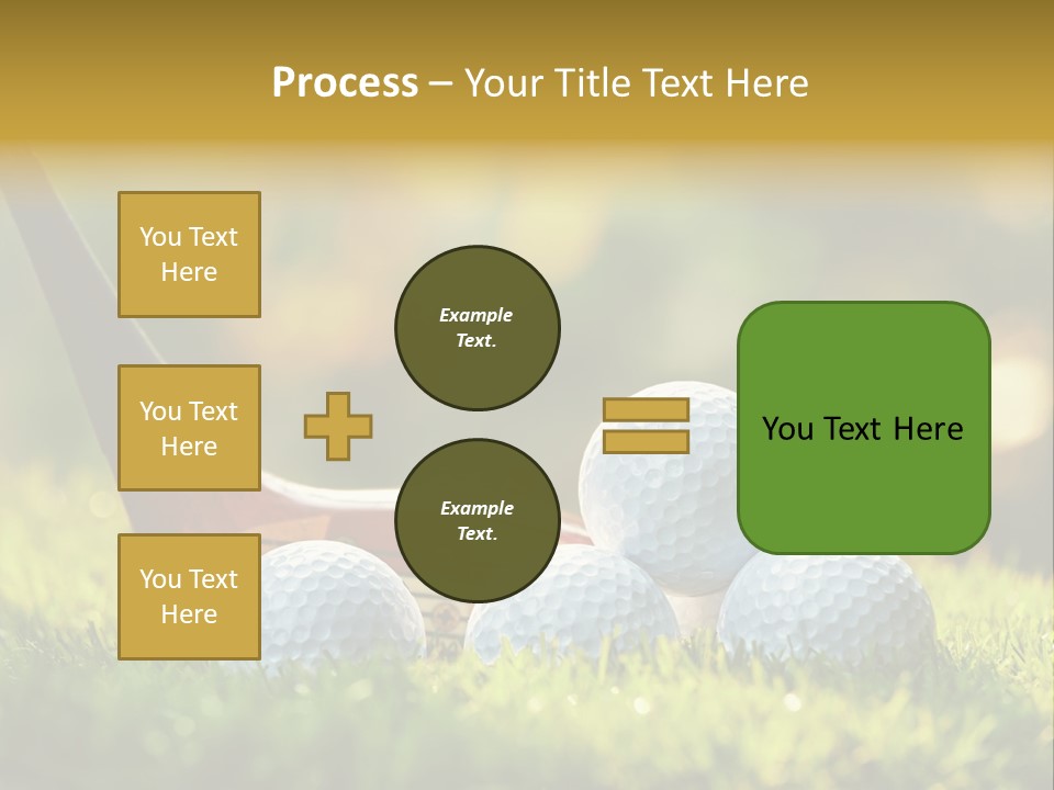 A Group Of Golf Balls And A Club In The Grass PowerPoint Template