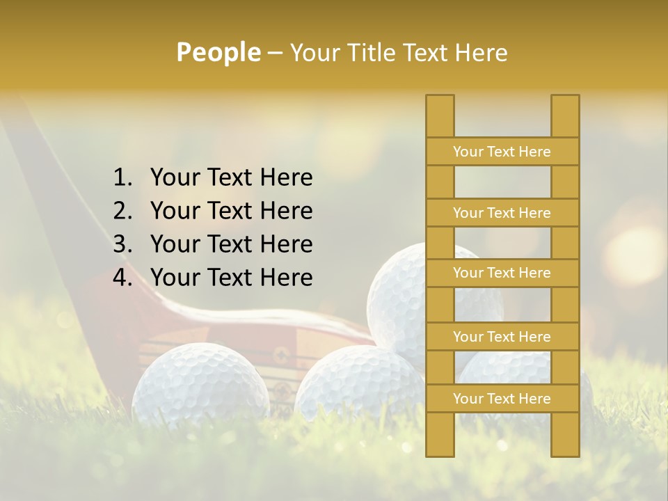 A Group Of Golf Balls And A Club In The Grass PowerPoint Template