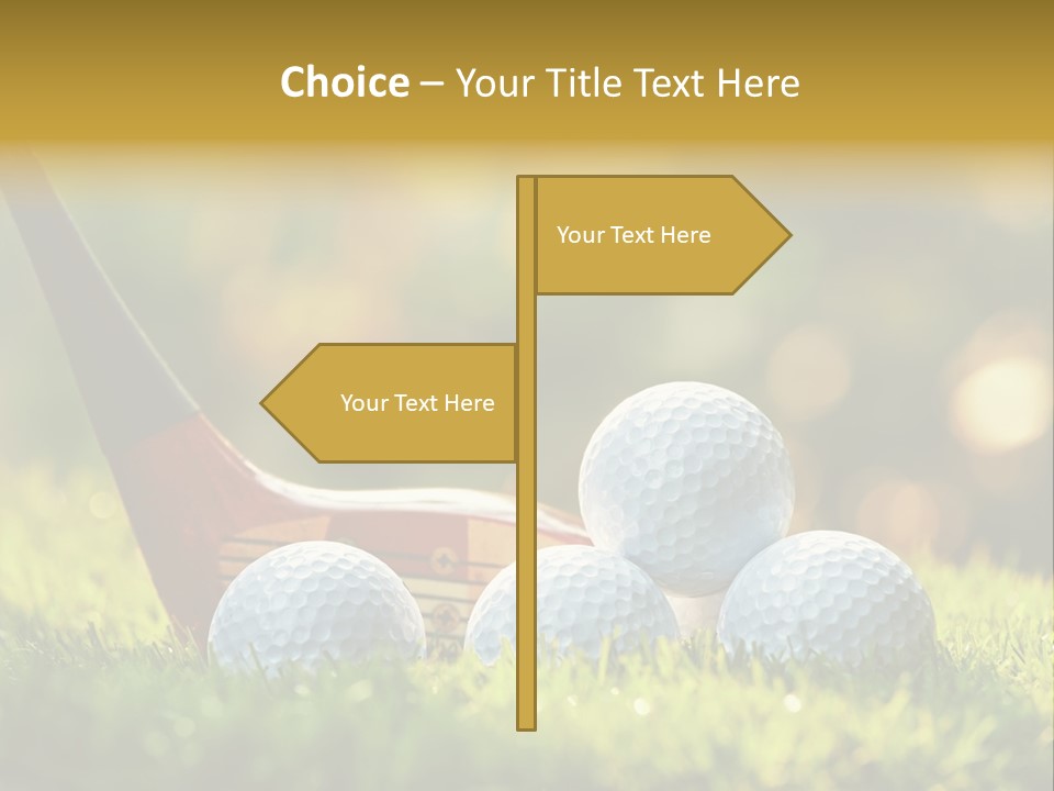 A Group Of Golf Balls And A Club In The Grass PowerPoint Template