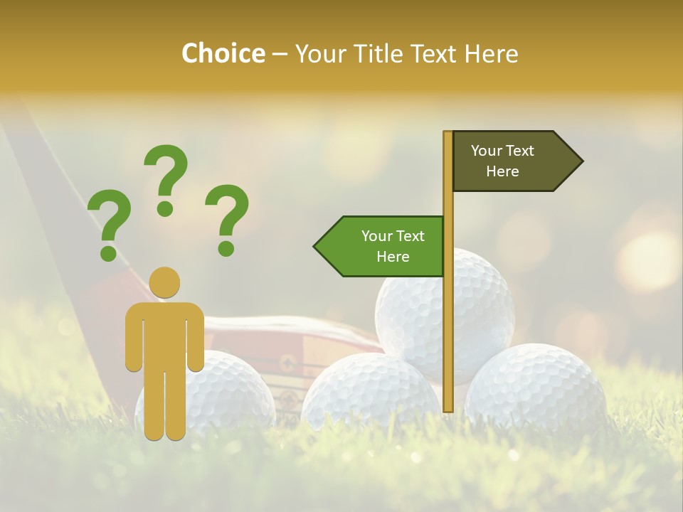 A Group Of Golf Balls And A Club In The Grass PowerPoint Template