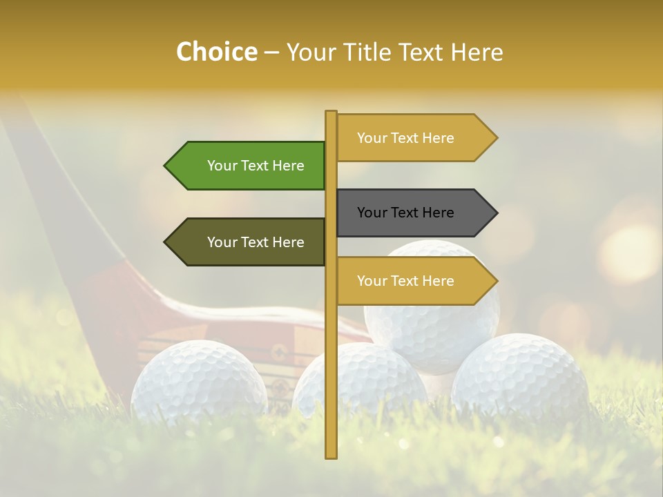 A Group Of Golf Balls And A Club In The Grass PowerPoint Template