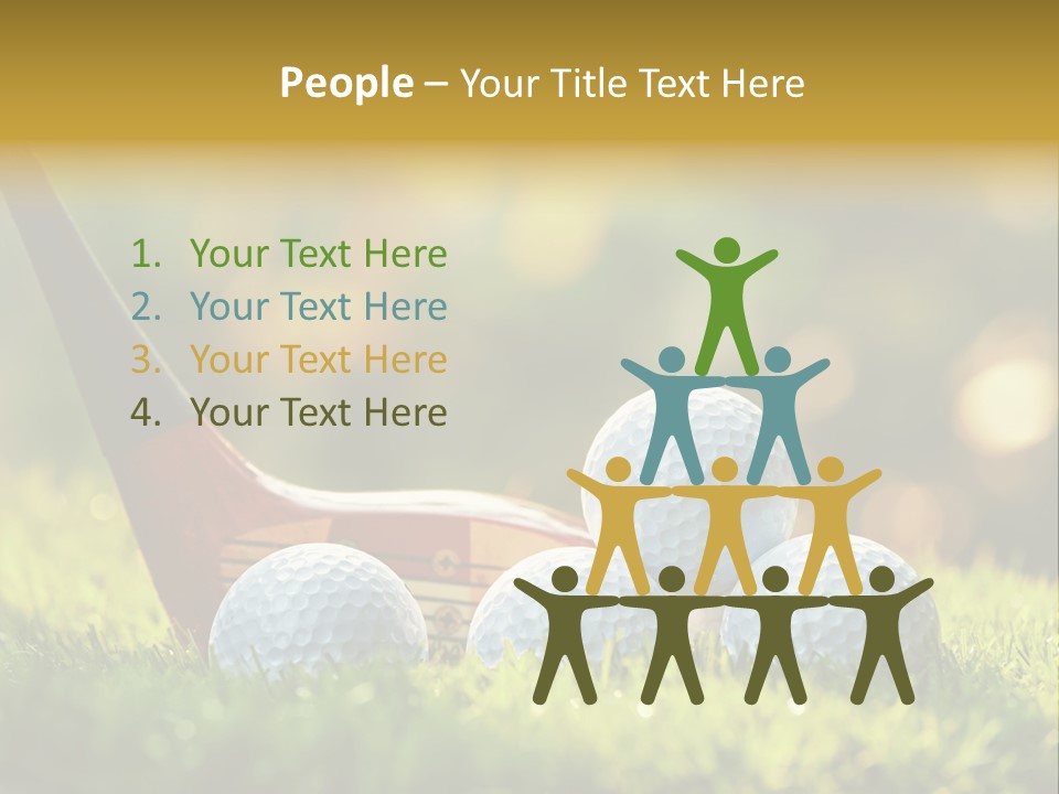 A Group Of Golf Balls And A Club In The Grass PowerPoint Template