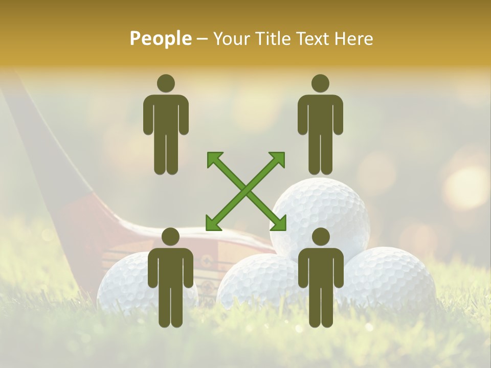 A Group Of Golf Balls And A Club In The Grass PowerPoint Template