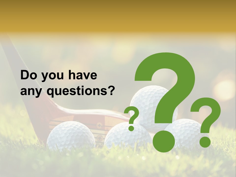 A Group Of Golf Balls And A Club In The Grass PowerPoint Template