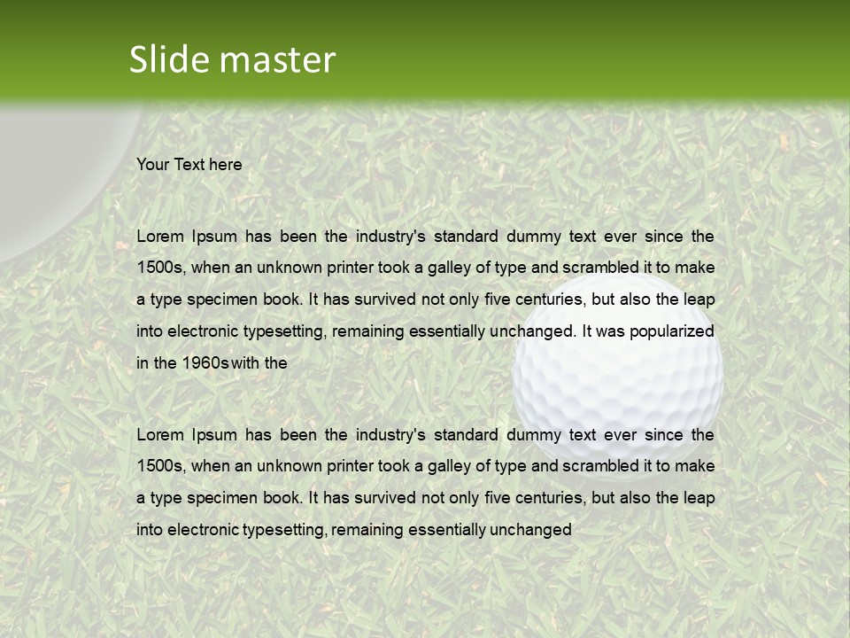 A Golf Ball On The Green Grass Powerpoint Template PowerPoint Template