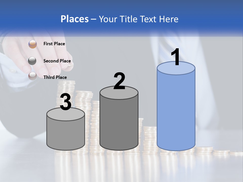 A Business Man Stacking Coins On Top Of A Table PowerPoint Template