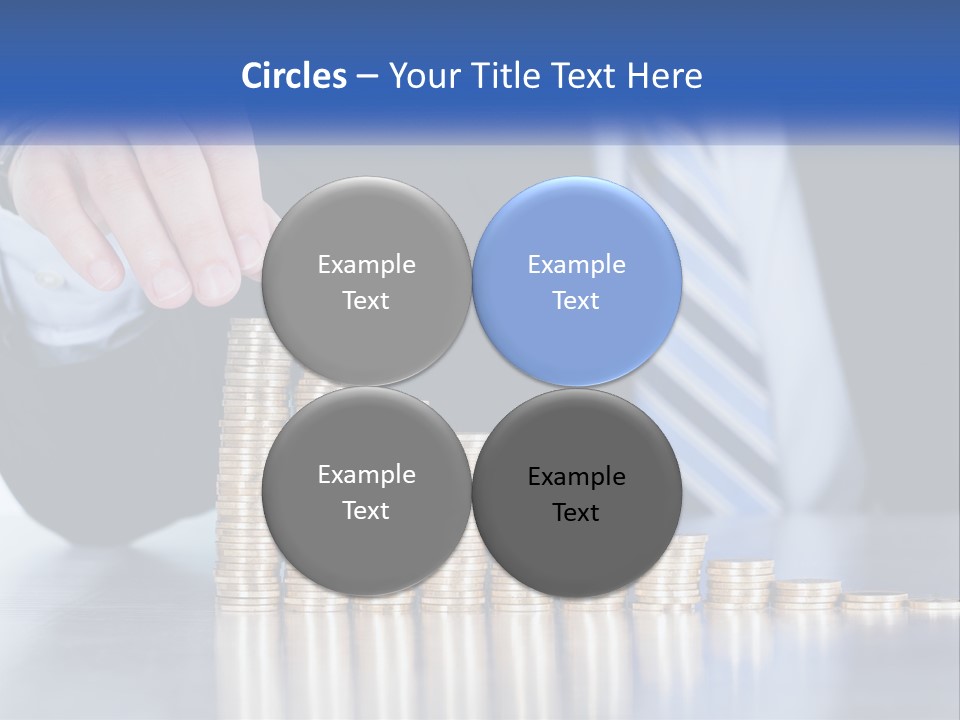 A Business Man Stacking Coins On Top Of A Table PowerPoint Template