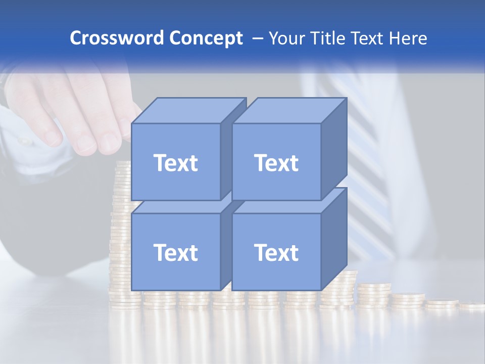 A Business Man Stacking Coins On Top Of A Table PowerPoint Template