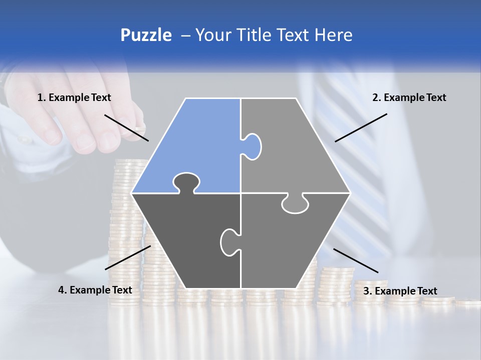 A Business Man Stacking Coins On Top Of A Table PowerPoint Template