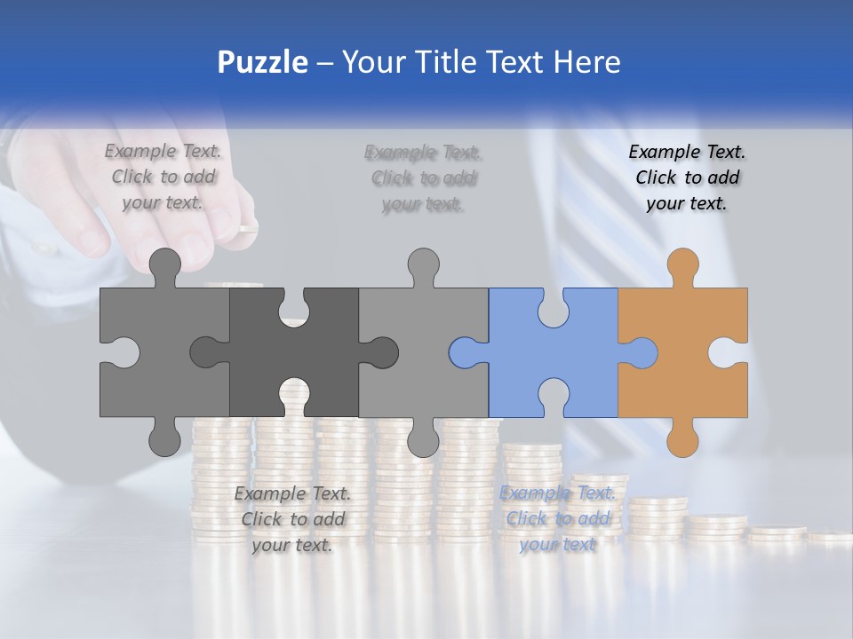 A Business Man Stacking Coins On Top Of A Table PowerPoint Template