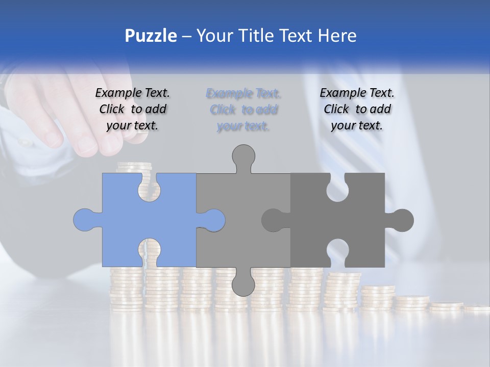 A Business Man Stacking Coins On Top Of A Table PowerPoint Template