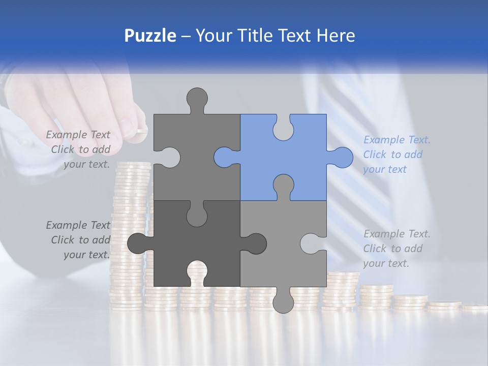 A Business Man Stacking Coins On Top Of A Table PowerPoint Template