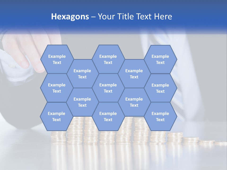 A Business Man Stacking Coins On Top Of A Table PowerPoint Template