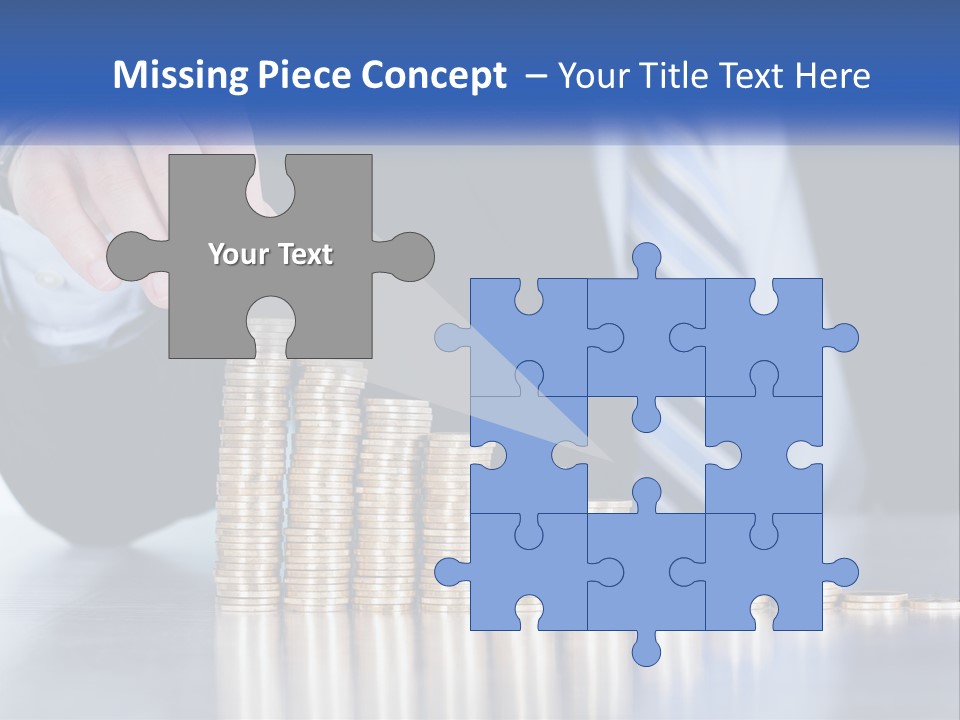 A Business Man Stacking Coins On Top Of A Table PowerPoint Template