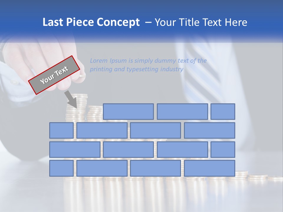 A Business Man Stacking Coins On Top Of A Table PowerPoint Template